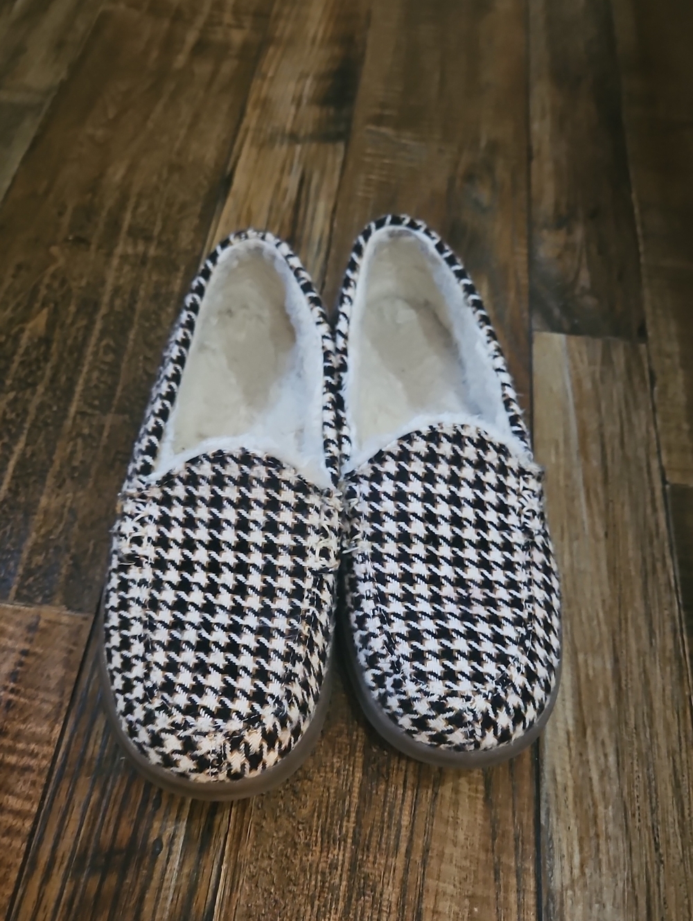 Vionic Houndstooth Slip-On Fleece Lined Slippers Rubber No Slip Sole Size‎ 8 - Picture 8 of 9